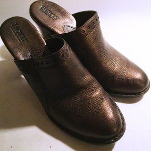 Born Metallic Bronze Leather Mules/Clogs - Lella